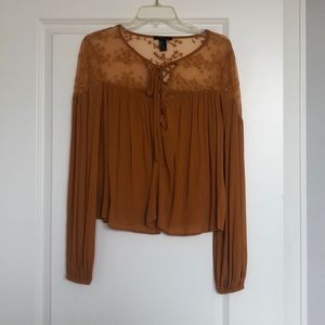 MUSTARD YELLOW LACE TOP